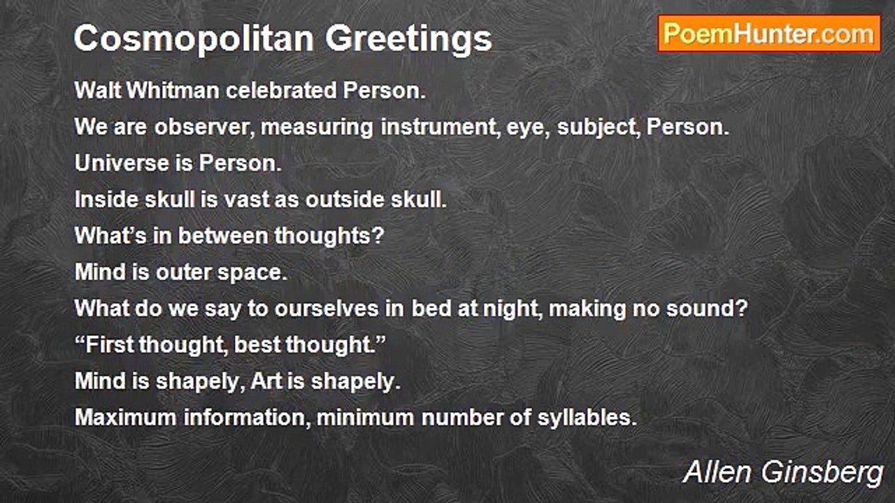Allen Ginsberg - Cosmopolitan Greetings