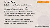 Siegfried Sassoon - 'In the Pink'