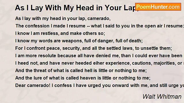Walt Whitman - As I Lay With My Head in Your Lap, Camerado