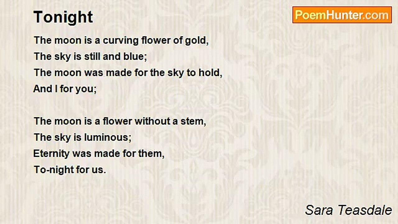 Sara Teasdale - Tonight