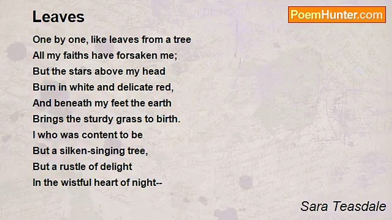 Sara Teasdale - Leaves