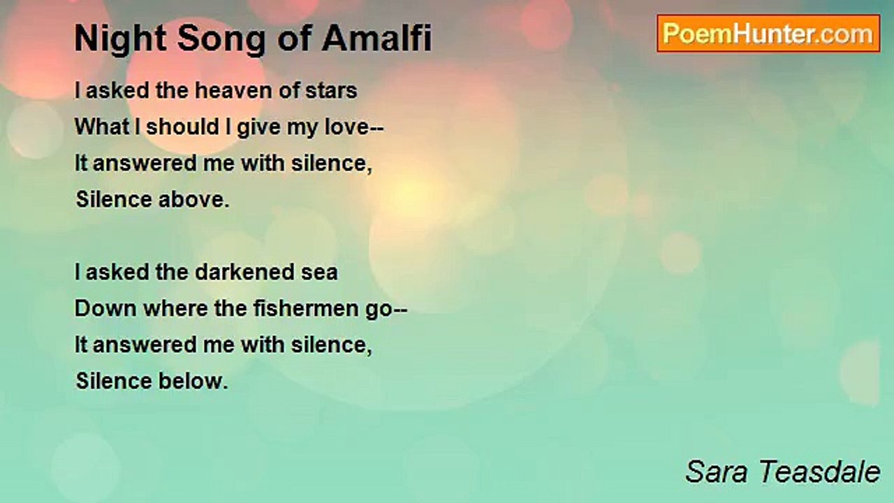 Sara Teasdale - Night Song of Amalfi