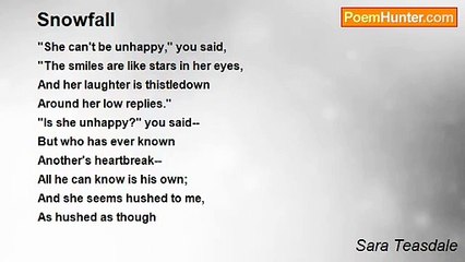 Sara Teasdale - Snowfall