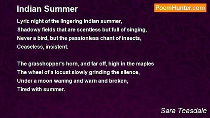 Sara Teasdale - Indian Summer