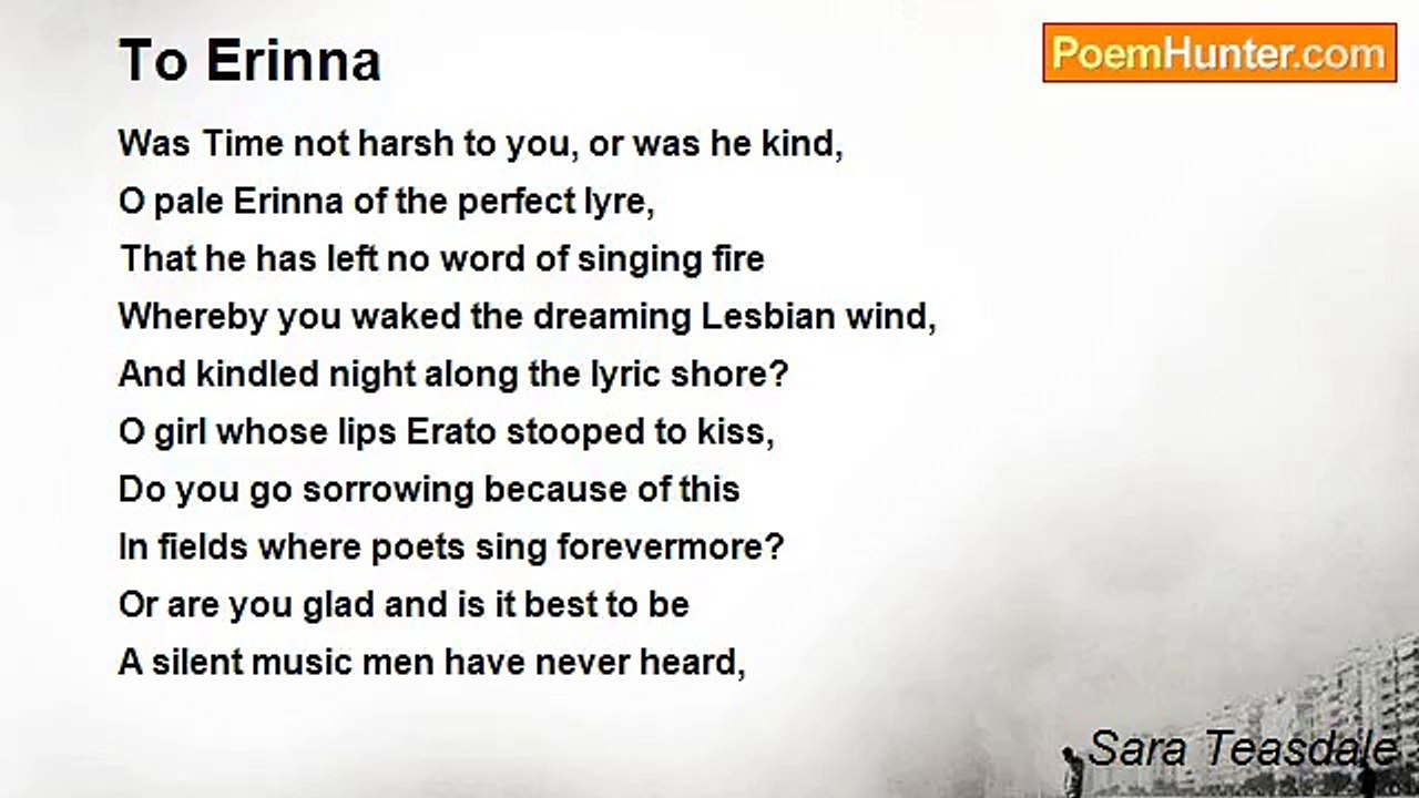 Sara Teasdale - To Erinna
