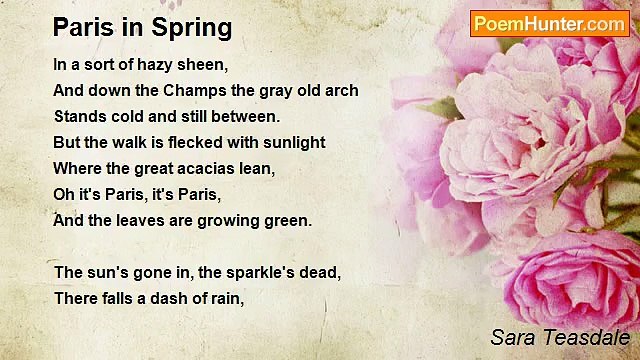 Sara Teasdale - Paris in Spring