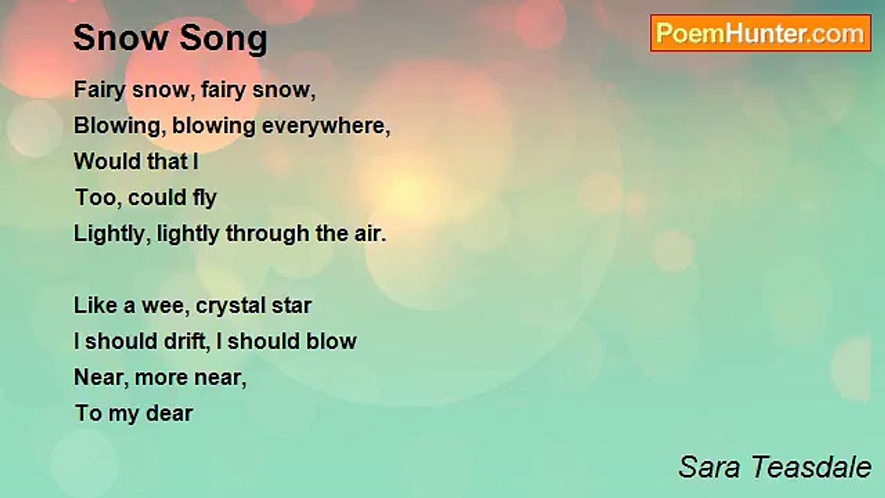 Sara Teasdale - Snow Song