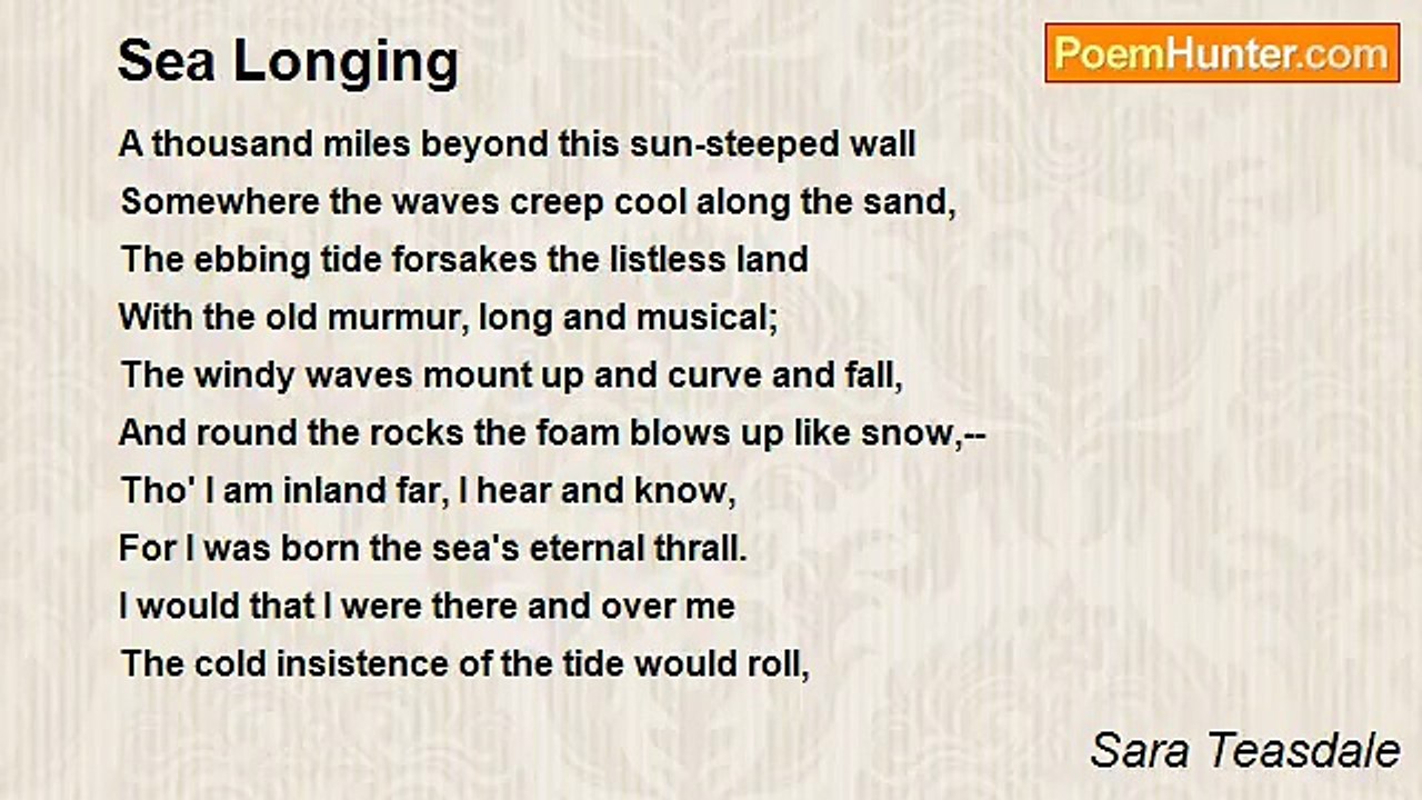 Sara Teasdale - Sea Longing