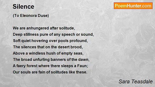 Sara Teasdale - Silence