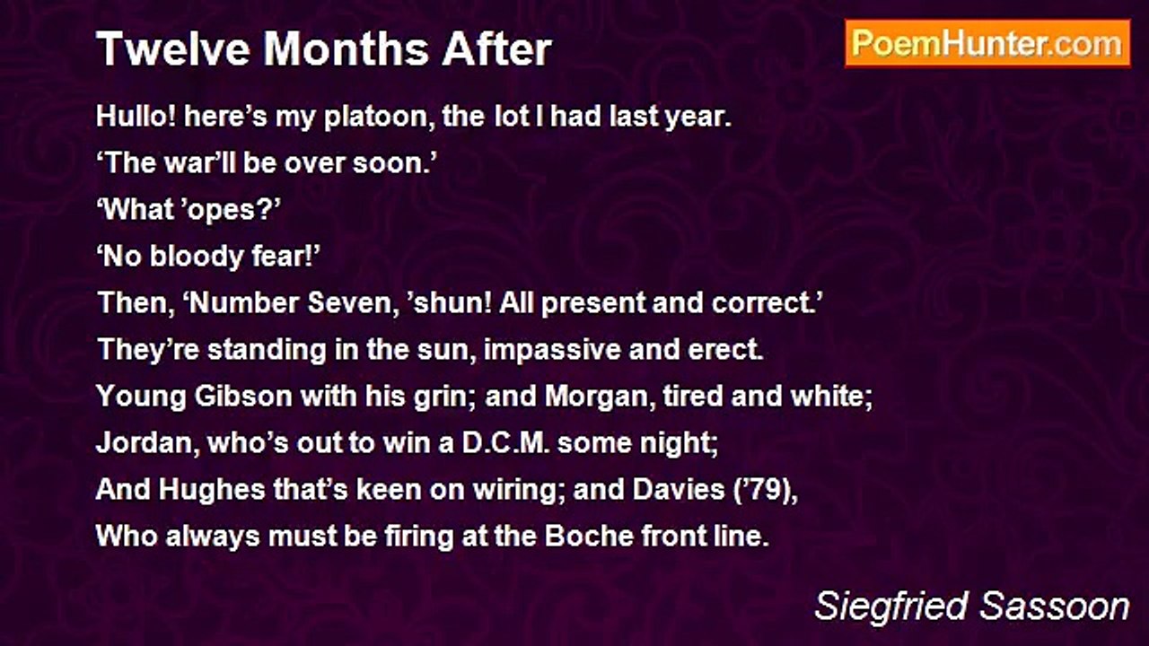 Siegfried Sassoon - Twelve Months After