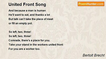 Bertolt Brecht - United Front Song