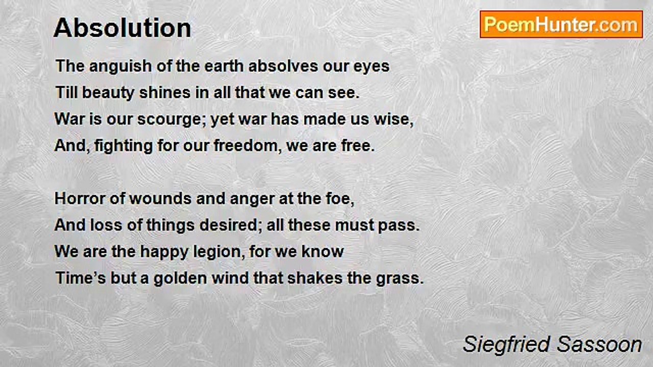 Siegfried Sassoon - Absolution