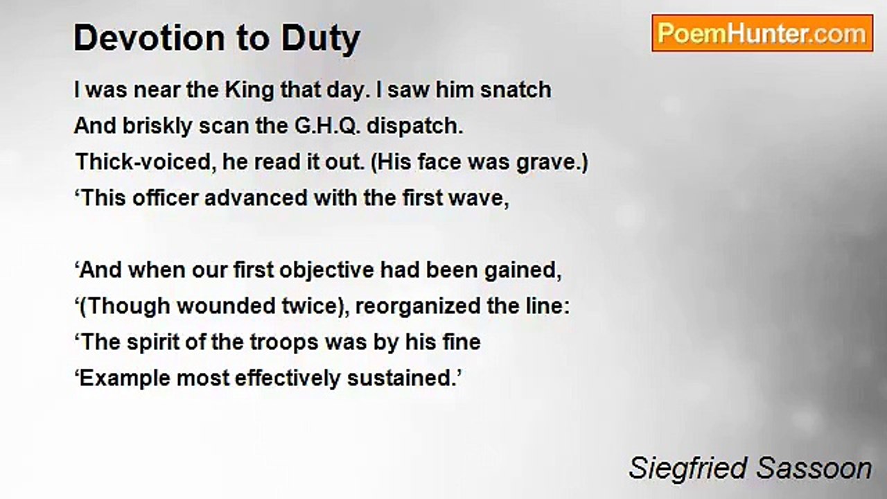 Siegfried Sassoon - Devotion to Duty