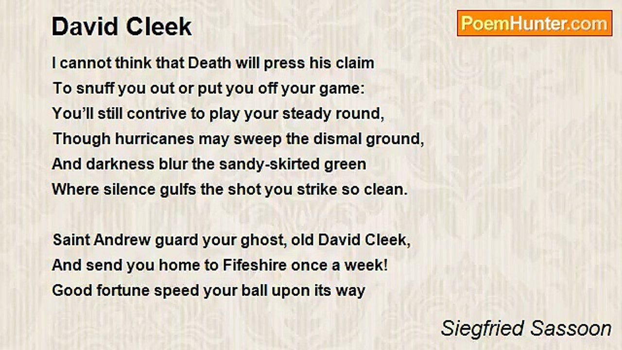 Siegfried Sassoon - David Cleek