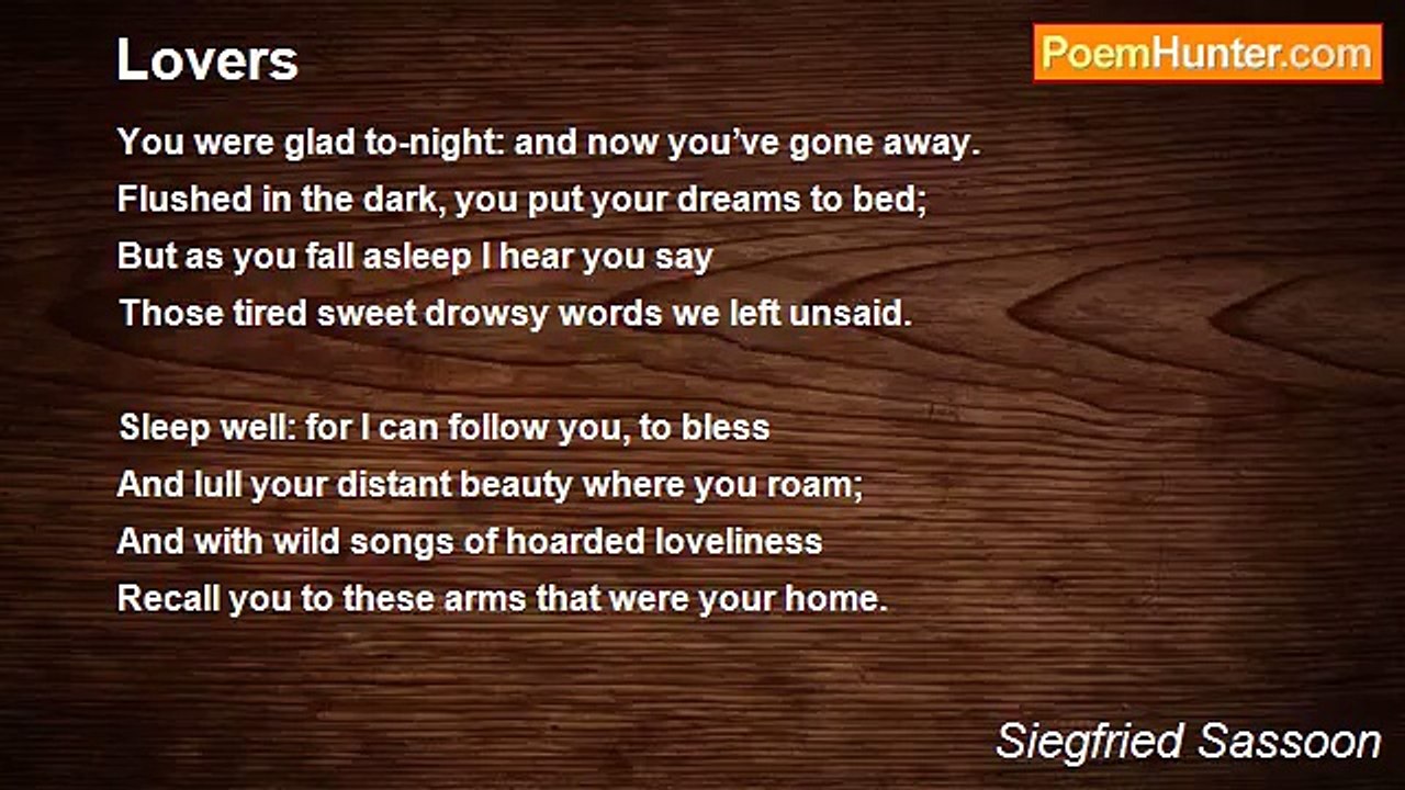 Siegfried Sassoon - Lovers