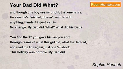 Sophie Hannah - Your Dad Did What?