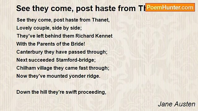 Jane Austen - See they come, post haste from Thanet