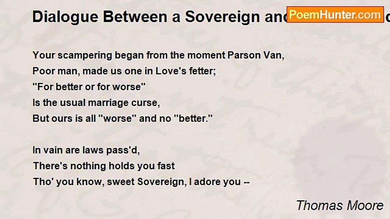 Thomas Moore - Dialogue Between a Sovereign and a One-Pound Note