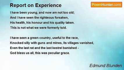 Edmund Blunden - Report on Experience