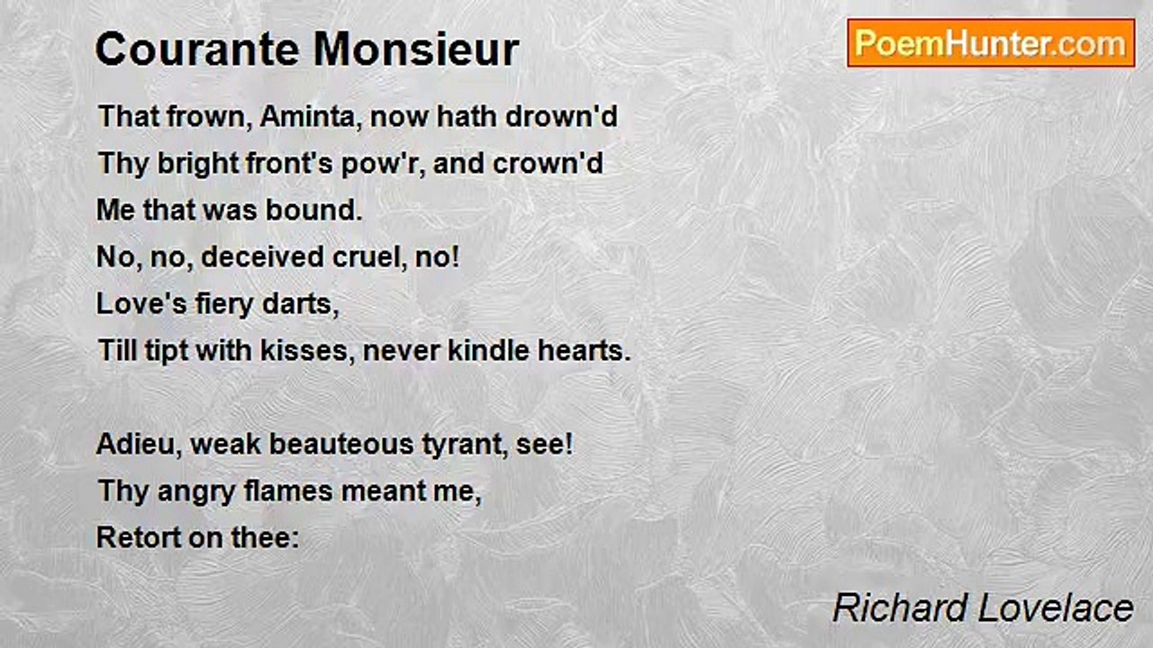 Richard Lovelace - Courante Monsieur