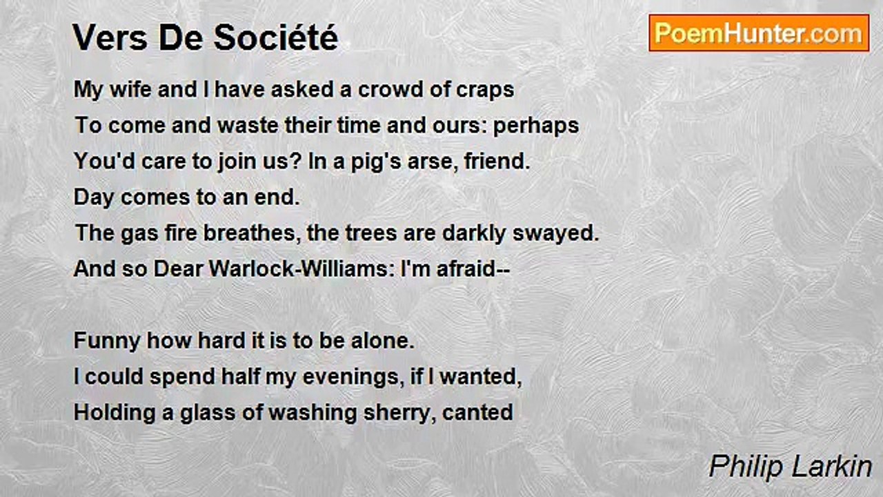 Philip Larkin - Vers De Société