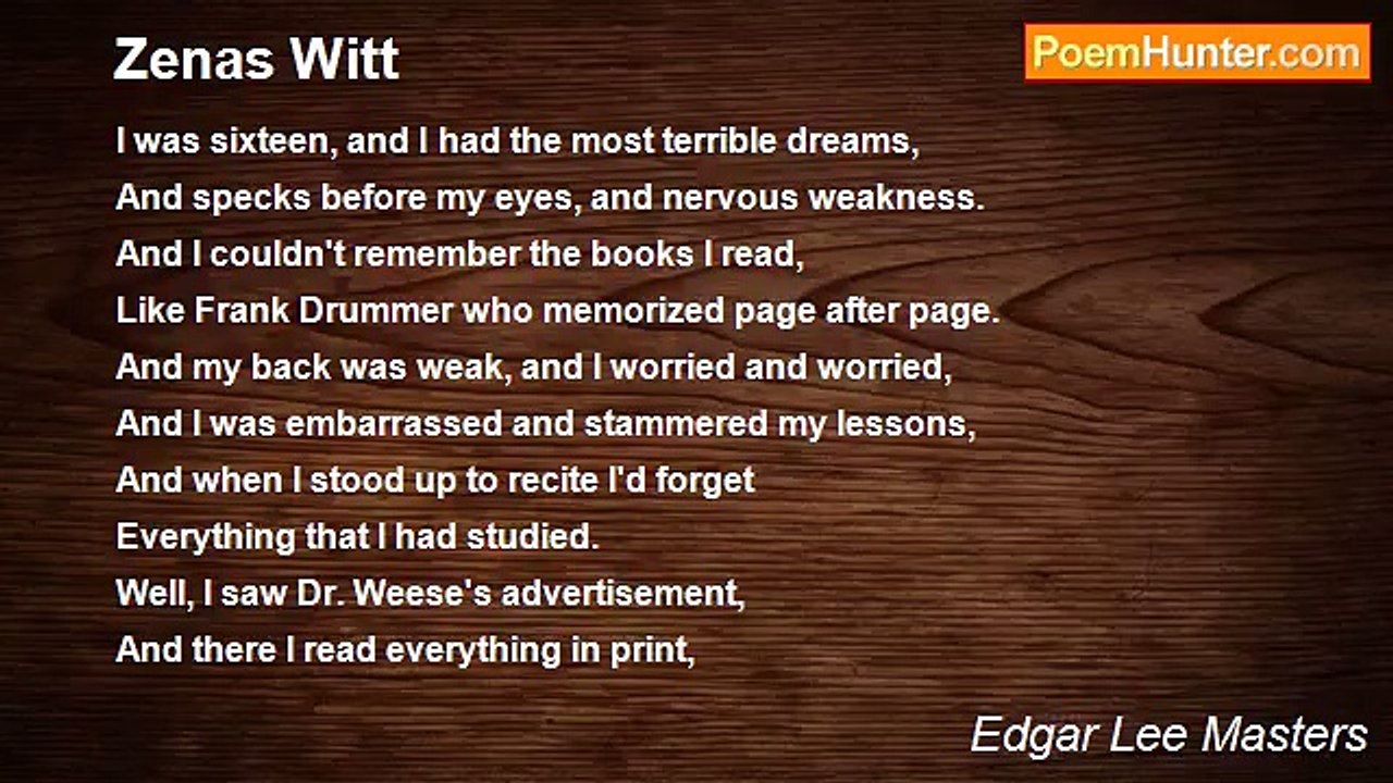 Edgar Lee Masters - Zenas Witt