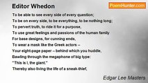 Edgar Lee Masters - Editor Whedon