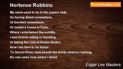 Edgar Lee Masters - Hortense Robbins