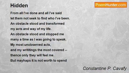Constantine P. Cavafy - Hidden
