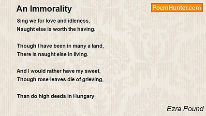 Ezra Pound - An Immorality