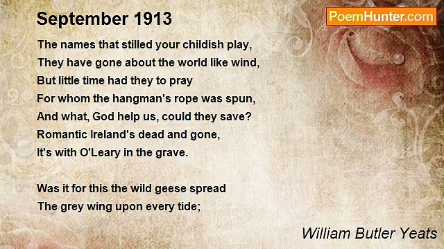 William Butler Yeats - September 1913