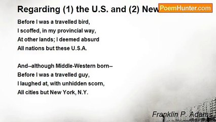 Franklin P. Adams - Regarding (1) the U.S. and (2) New York