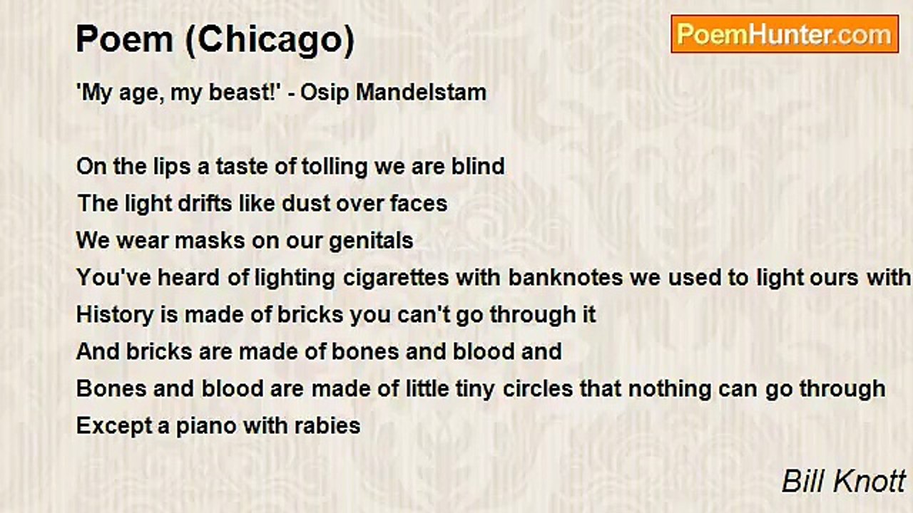 Bill Knott - Poem (Chicago)