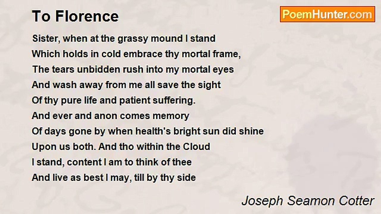 Joseph Seamon Cotter - To Florence