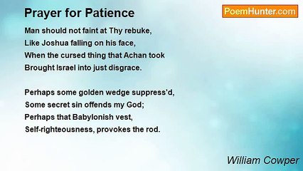 William Cowper - Prayer for Patience