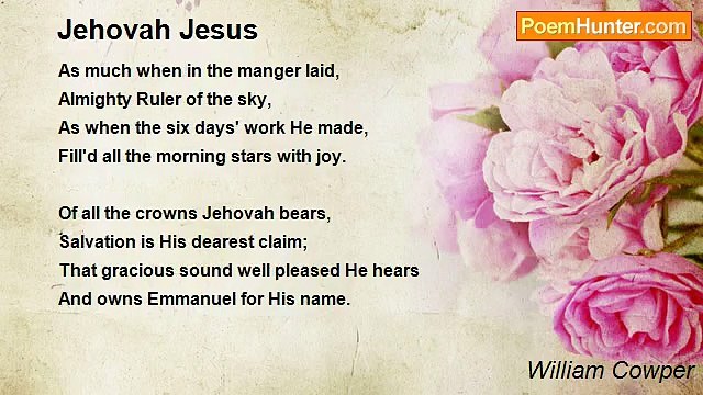 William Cowper - Jehovah Jesus