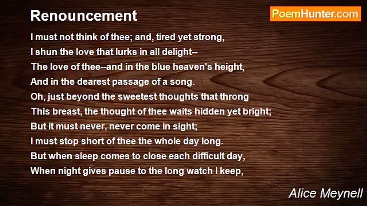 Alice Meynell - Renouncement