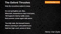 Henry Van Dyke - The Oxford Thrushes