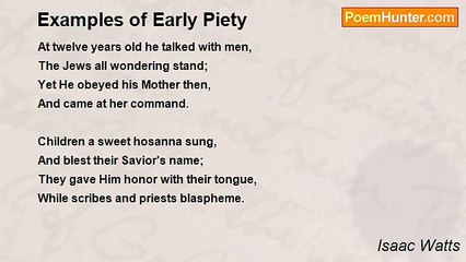 Isaac Watts - Examples of Early Piety