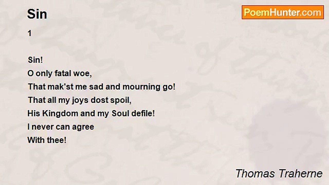 Thomas Traherne - Sin
