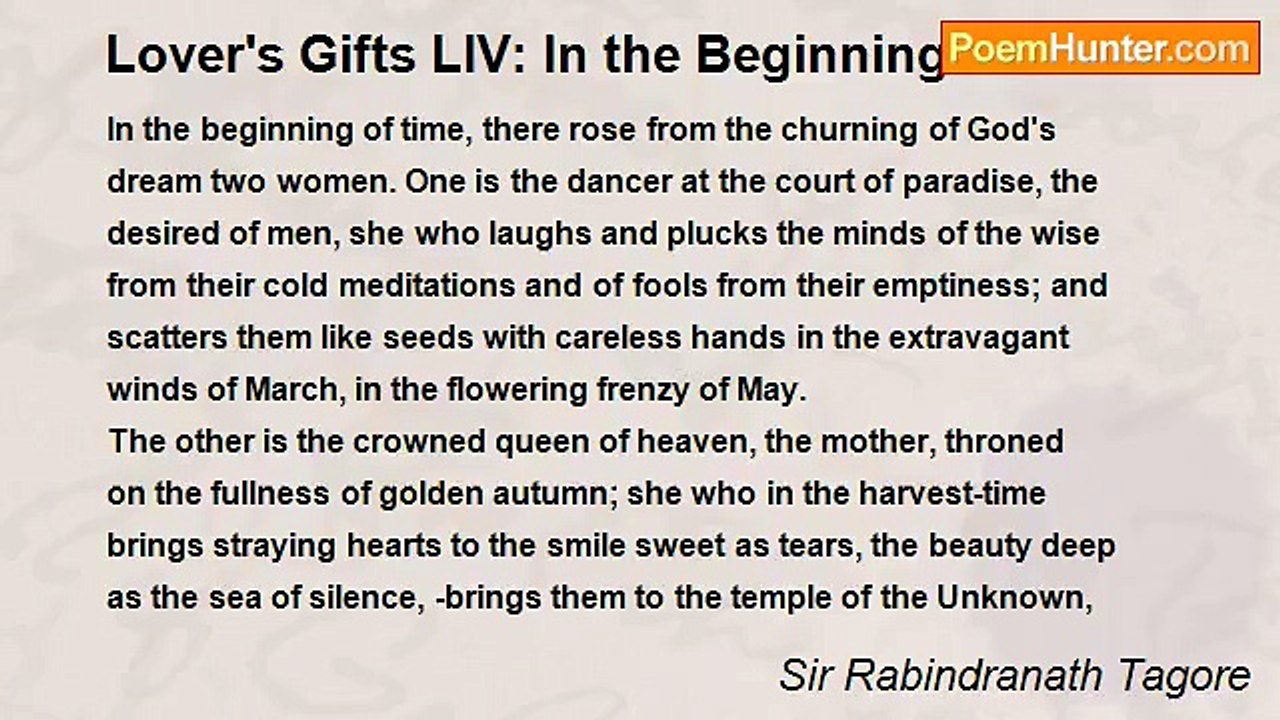 Sir Rabindranath Tagore - Lover's Gifts LIV: In...