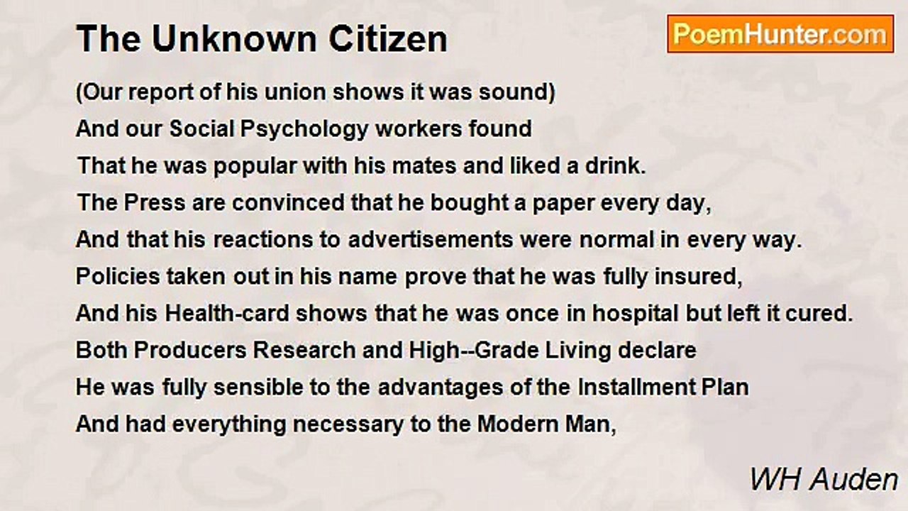 WH Auden - The Unknown Citizen