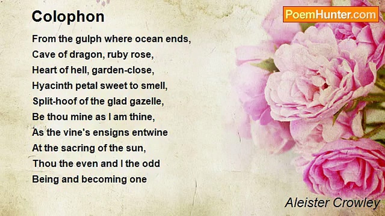 Aleister Crowley - Colophon