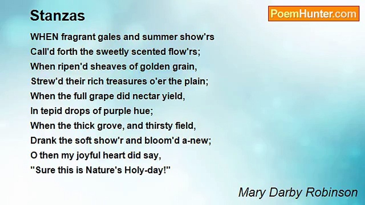 Mary Darby Robinson - Stanzas