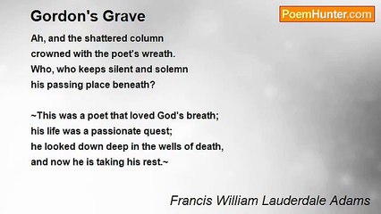 Francis William Lauderdale Adams - Gordon's Grave