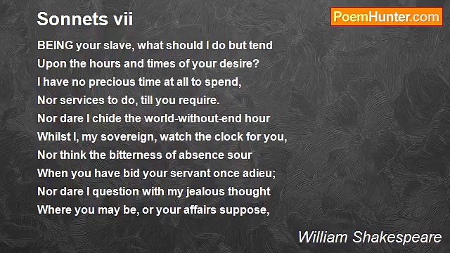 William Shakespeare - Sonnets vii