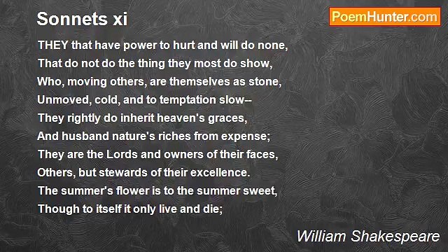 William Shakespeare - Sonnets xi