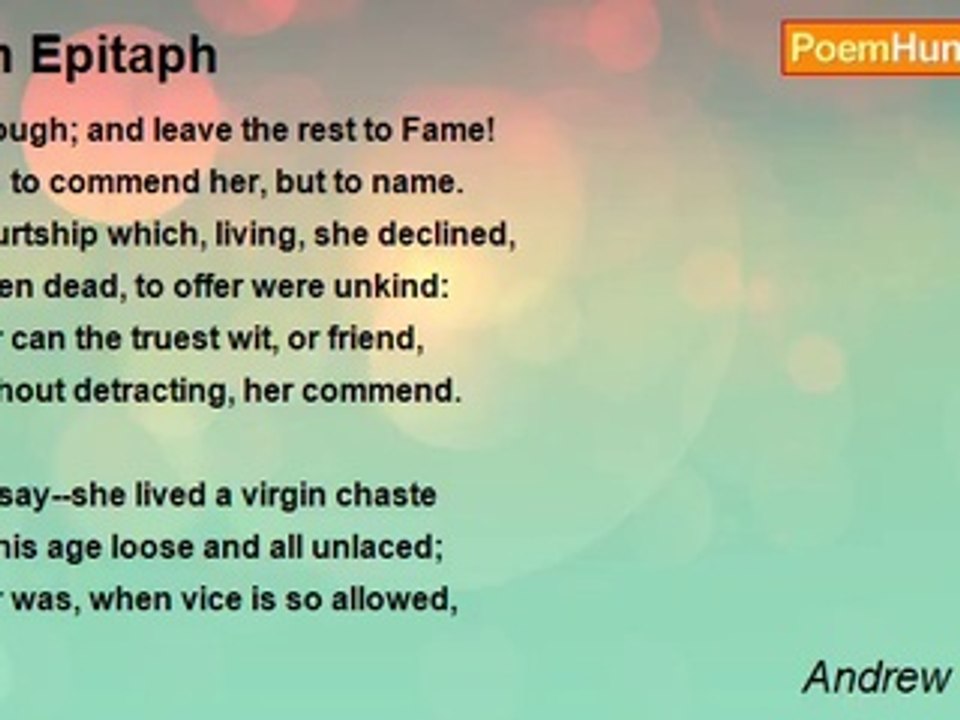 Andrew Marvell - An Epitaph
