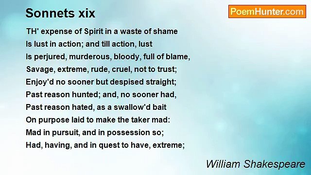 William Shakespeare - Sonnets xix