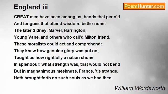 William Wordsworth - England iii